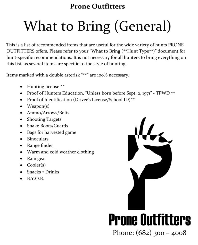 Professional Hunting Outfitters Professional Service Prone Outfitters